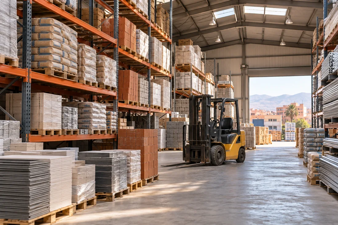 Entrepôt de fournitures et de marchandises sur palettes
